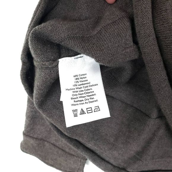 Eddie Bauer Lambswool Chocolate Long Sleeve Striped Pullover Sweater Size: Large - Picture 6 of 7